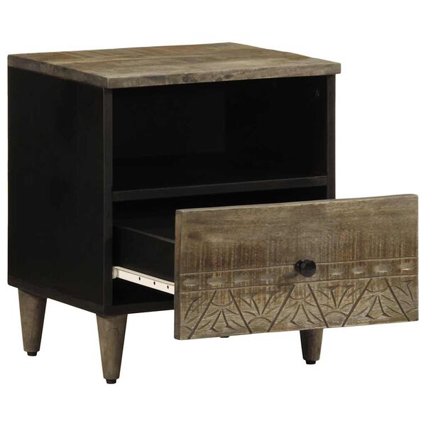 vidaXL sengebord 40x33x46 cm massivt mangotr&aelig; lysegr&aring;