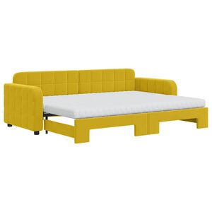 vidaXL daybed med udtr&aelig;k og madras 80x200 cm velour gul