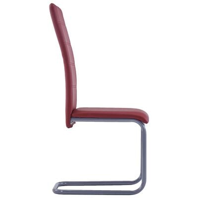 vidaXL spisebordsstole med cantilever 4 stk. kunstlæder rød