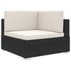 vidaXL hj&oslash;rnes&aelig;de til sofa 1 stk. med hynder polyrattan sort