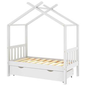vidaXL sengestel til b&oslash;rneseng 70x140 cm med skuffe fyrretr&aelig; hvid