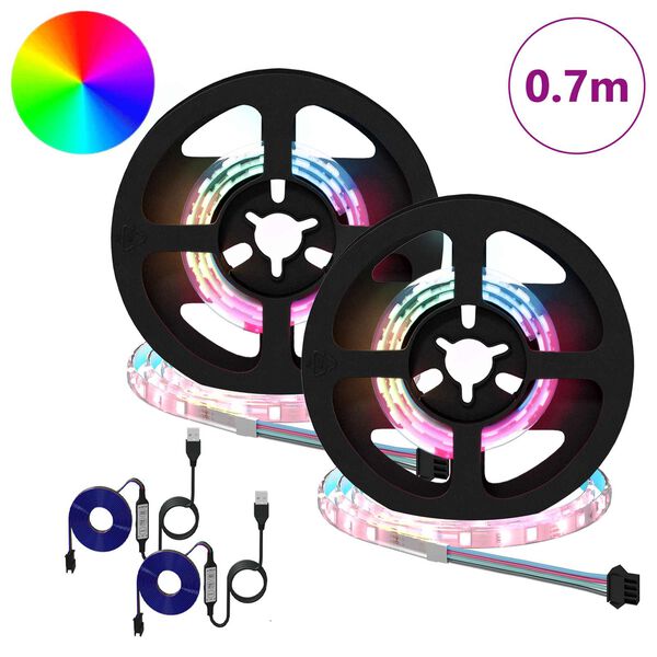 vidaXL LED Strip 2 pcs Sort og Gennemsigtig 350 mm Kobber og plastik