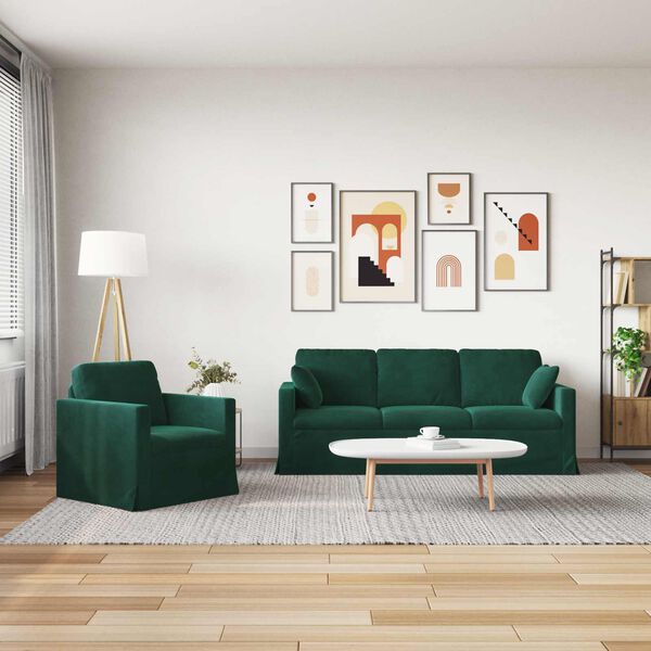 vidaXL Sofa 2 pcs M&oslash;rkegr&oslash;n 198 x 78 x 80 cm Fl&oslash;jl
