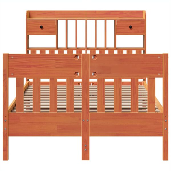 vidaXL sengeramme uden madras 135x190 cm massivt fyrretræ brun