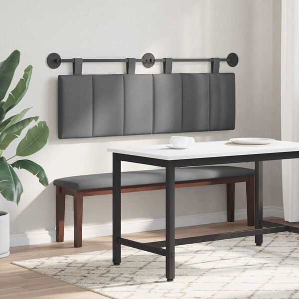 vidaXL H&aelig;ngende Hovedgavl V&aelig;gmonteret M&oslash;rkegr&aring; 150 x 55 x 5 cm Stof