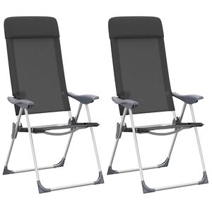 vidaXL foldbare campingstole 2 stk. aluminium sort