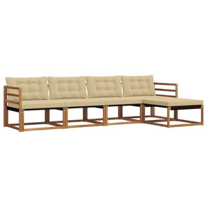 vidaXL Udend&oslash;rs sofagruppe med pude 5 pcs Naturlig og Beige
