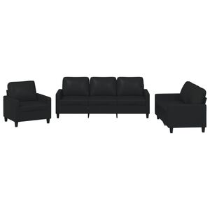 vidaXL sofas&aelig;t 3 dele med hynder kunstl&aelig;der sort