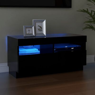 vidaXL tv-bord med LED-lys 80x35x40 cm sort
