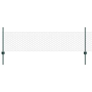 vidaXL Sekskantet hegn med stolpe 100 x 0,5 m PVC-belagt st&aring;l Gr&oslash;n
