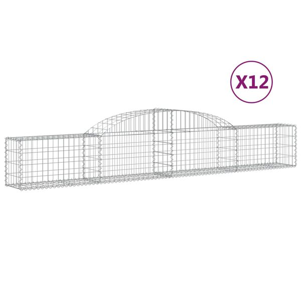 vidaXL buede gabionkurve 12 stk. 300x30x40/60 cm galvaniseret jern