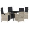 vidaXL Have Spisebordss&aelig;t med pude 5 pcs Lysegr&aring; polyrattan