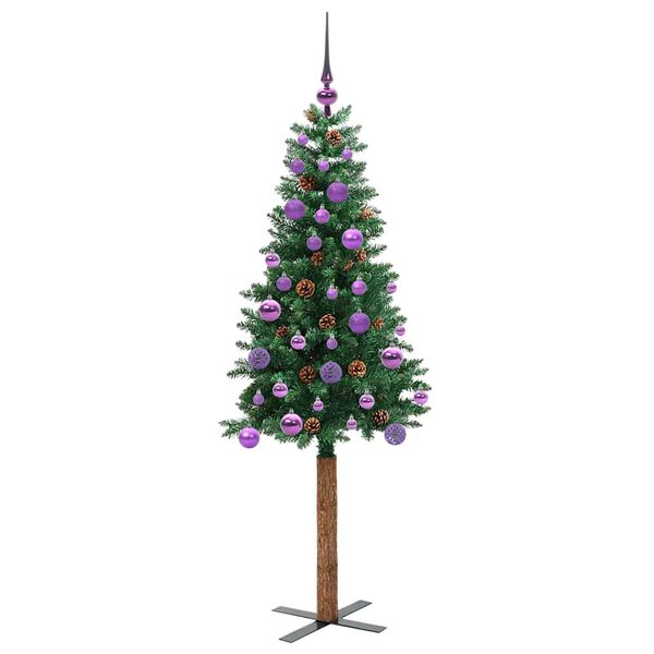 vidaXL Slankt Juletr&aelig; med stativ Gr&oslash;n 150 cm PVC og Massiv Fyrretr&aelig;