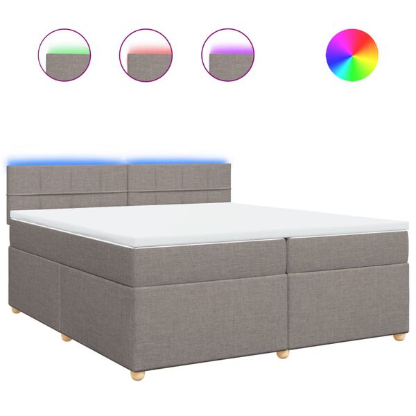 vidaXL kontinentalseng med madras 200x200 cm stof gr&aring;brun