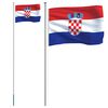 vidaXL Kroatien flag og flagstang 6,08 m aluminium