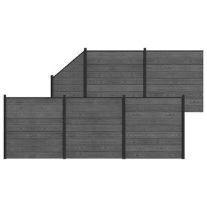 vidaXL Hegnss&aelig;t 6 stk. 965 x 186 cm WPC og Aluminium Gr&aring;