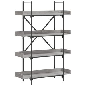 vidaXL bogreol 100x33x145,5 cm 4 hylder konstrueret tr&aelig; gr&aring; sonoma-eg