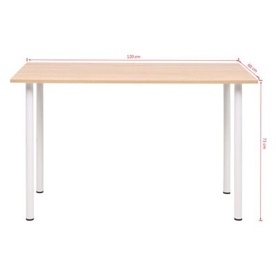 vidaXL spisebord 120x60x73 cm egetræsfarvet og hvid