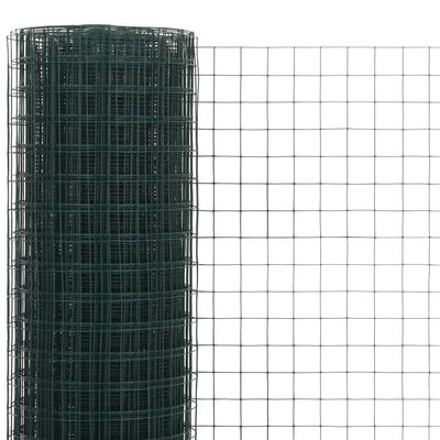 vidaXL hønsenet stål med PVC-belægning 10 x 0,5 m grøn
