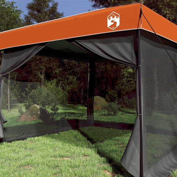 vidaXL Camping Telt S&aelig;t med tag 2 pcs Gr&aring; og orange Taffeta og Stof