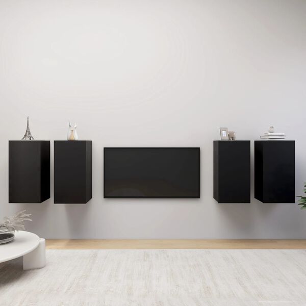 vidaXL tv-skabe 4 stk. 30,5x30x60 cm konstrueret træ sort