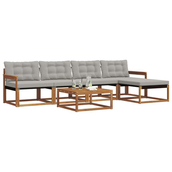 vidaXL Udend&oslash;rs sofagruppe med pude 6 pcs Naturlig og Lys Gr&aring;