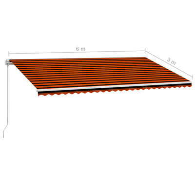 vidaXL foldemarkise manuel betjening 600 x 300 cm orange og brun