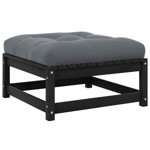 vidaXL fodskammel til haven med hynde massivt fyrretr&aelig; sort