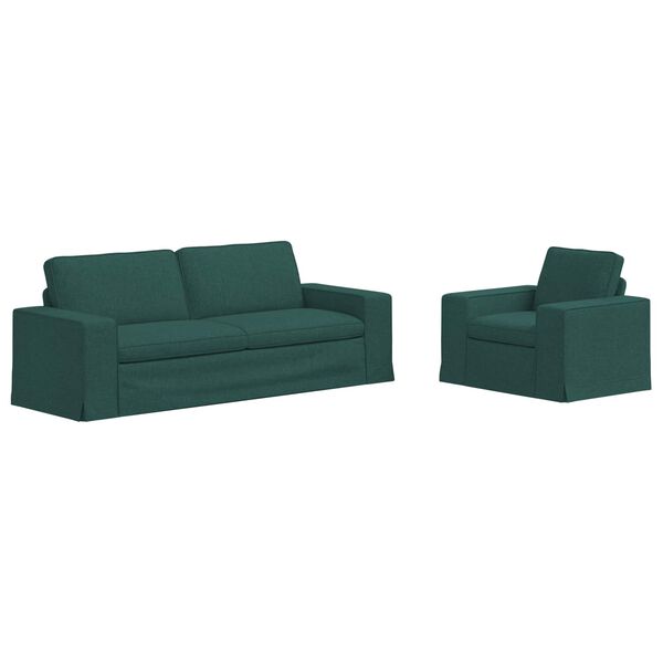 vidaXL Sofa 2 pcs M&oslash;rkegr&oslash;n 182 x 80 x 82 cm Stof