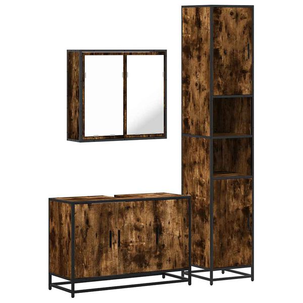 vidaXL m&oslash;bels&aelig;t til badev&aelig;relse 3 dele konstrueret tr&aelig; r&oslash;get sonoma-eg