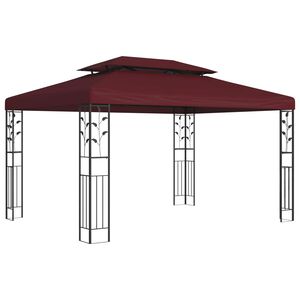 vidaXL Pavillon 3,97 x 2,96 x 2,68 m Vinr&oslash;d Polyester og St&aring;l