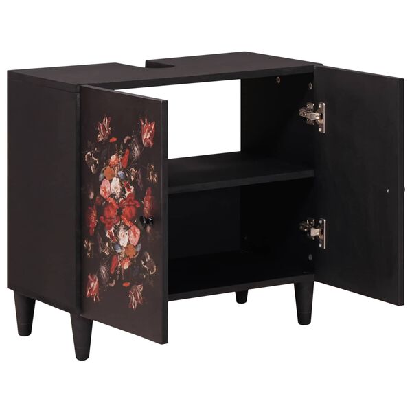 vidaXL Vaskeskab med dør Flerfarvet 62 x 33 x 58 cm Massivt mangotræ