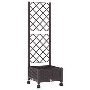 vidaXL Haveplantekasse med espalier og hjul Brun 40 x 40 x 131,5 cm PP