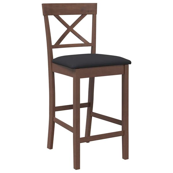 vidaXL barstole med hynder 2 stk. massivt gummitr&aelig; brun