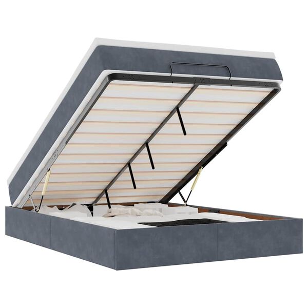 vidaXL osmannisk sengeramme med madras 140x200 cm fl&oslash;jl m&oslash;rkegr&aring;