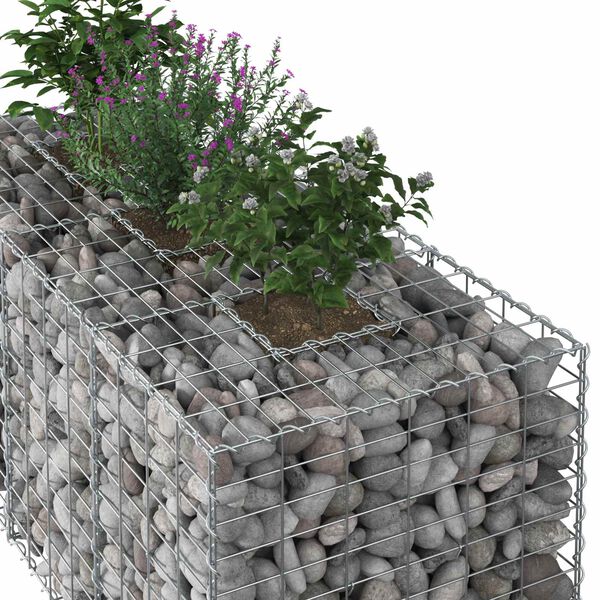 vidaXL Gabion h&oslash;jbed S&oslash;lv 140 x 60 x 55 cm Galvaniseret st&aring;l