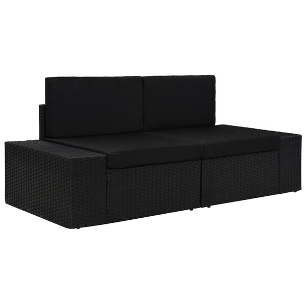 vidaXL 2-personers sofa modul&aelig;r polyrattan sort