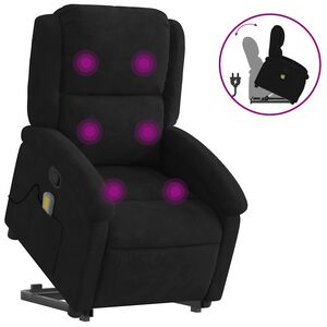 vidaXL l&oslash;ftestol med massagefunktion fl&oslash;jl sort