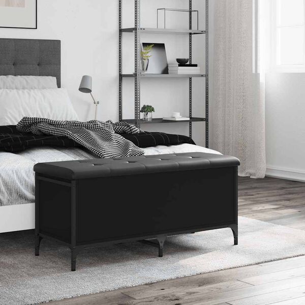 vidaXL opbevaringsb&aelig;nk 102x42x45 cm konstrueret tr&aelig; sort