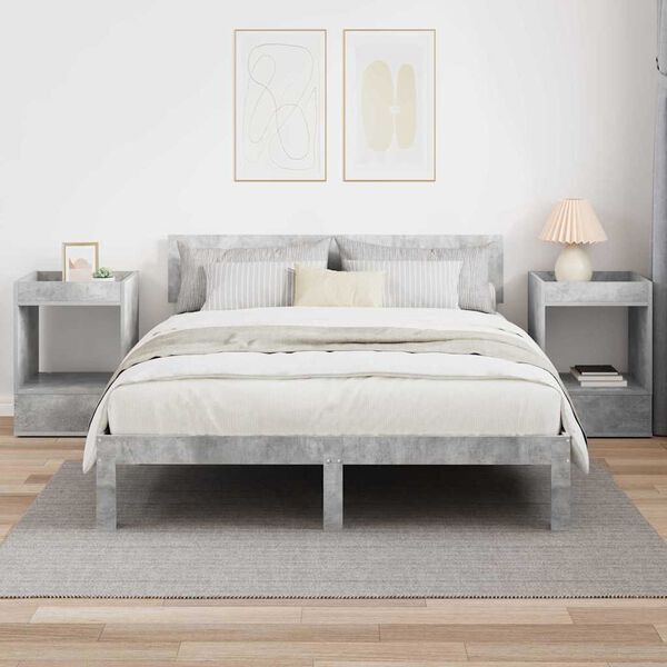 vidaXL Endebord 2 pcs Beton Gr&aring; 40 x 40 x 56 cm Konstrueret tr&aelig;