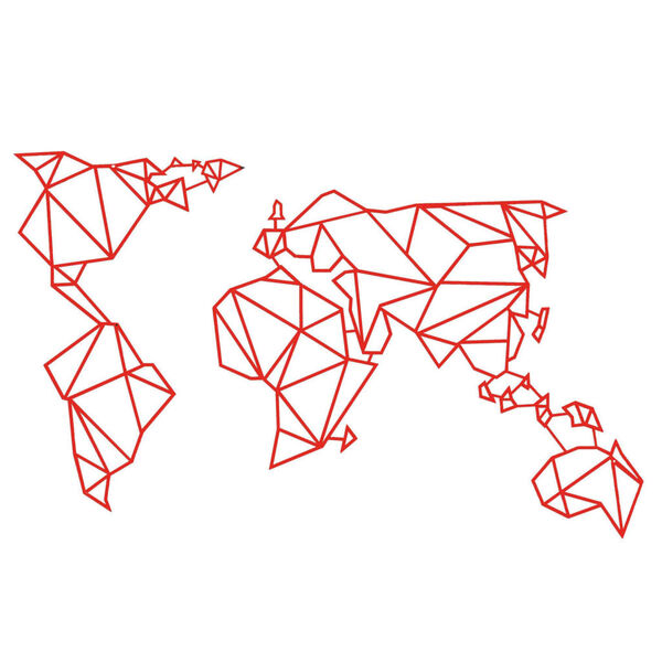 Homemania v&aelig;gdekoration World 100x58 cm st&aring;l r&oslash;d