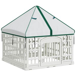 vidaXL 4 Panelers Hundelufter med Tag 88 x 88 x 112 cm Plastik Hvid