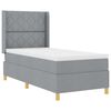 vidaXL Box spring seng med LED-lysstrimler Lysegr&aring; 90 x 200 cm Stof
