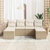 vidaXL Sofa S&aelig;t med pude 6 pcs Beige og creme polyrattan