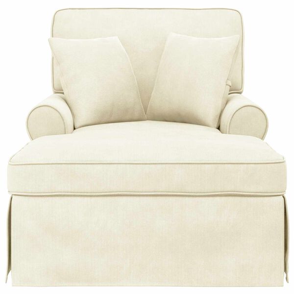 vidaXL Chaise lounge med volant Creme 91 x 157 x 91 cm Ribbet stof