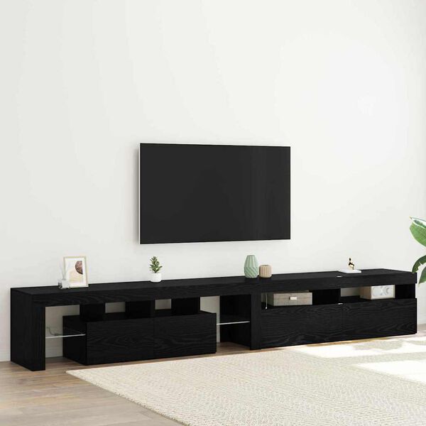 vidaXL TV-skab 2 pcs Sort eg 260 x 37 x 40 cm Konstrueret tr&aelig;