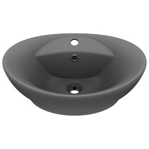 vidaXL luksuri&oslash;s h&aring;ndvask overl&oslash;b 58,5x39 cm keramik oval mat m&oslash;rkegr&aring;
