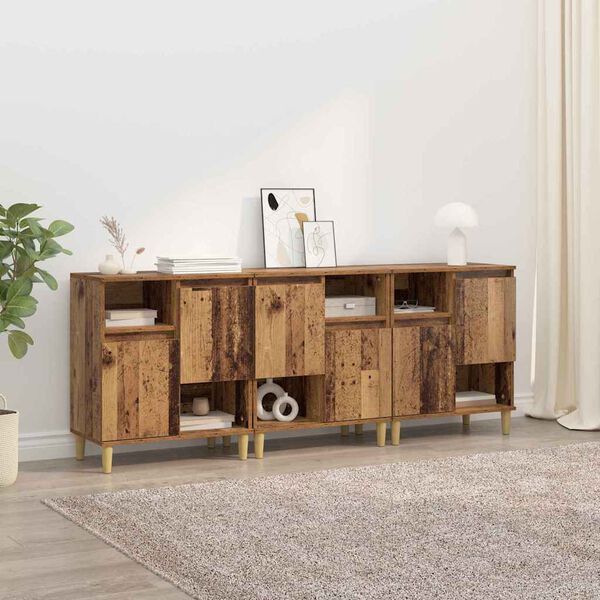vidaXL Sideboards 3 pcs Gammelt tr&aelig; 60 x 35 x 70 cm Konstrueret tr&aelig;