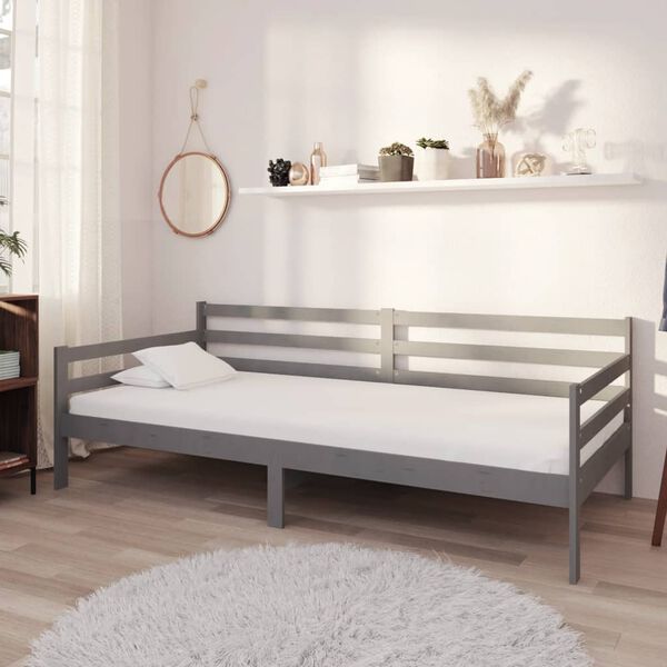 vidaXL daybed 90x200 cm massivt fyrretræ grå