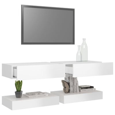 vidaXL tv-borde med LED-lys 2 stk. 60x35 cm hvid højglans
